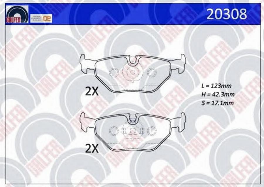 Galfer 20308 - Тормозные колодки, дисковые, комплект autosila-amz.com