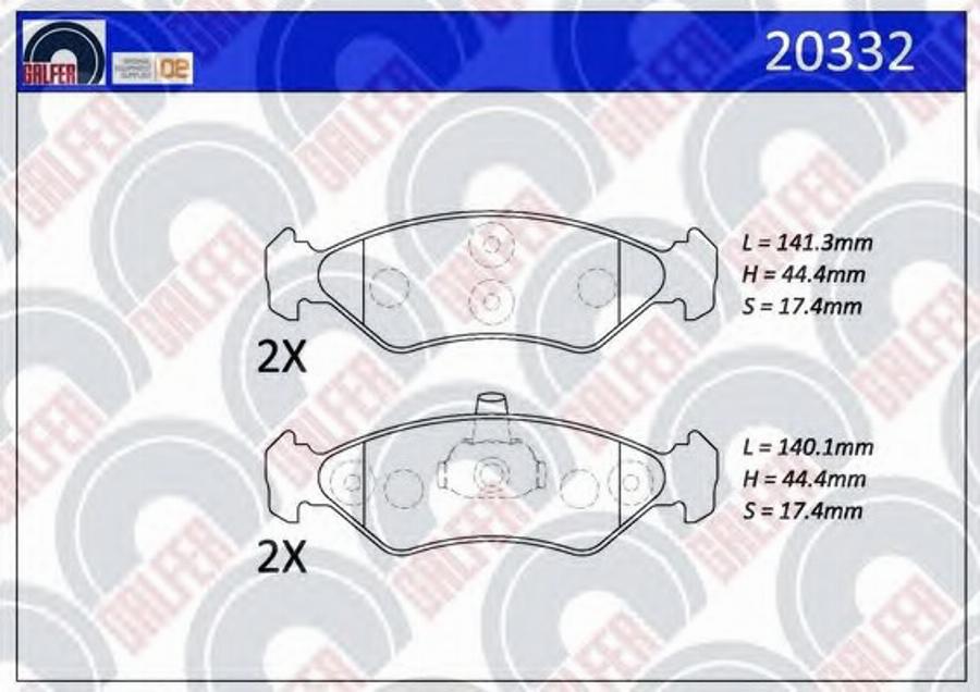 Galfer 20332 - Тормозные колодки, дисковые, комплект autosila-amz.com