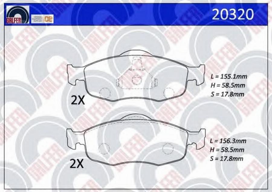 Galfer 20320 - Тормозные колодки, дисковые, комплект autosila-amz.com