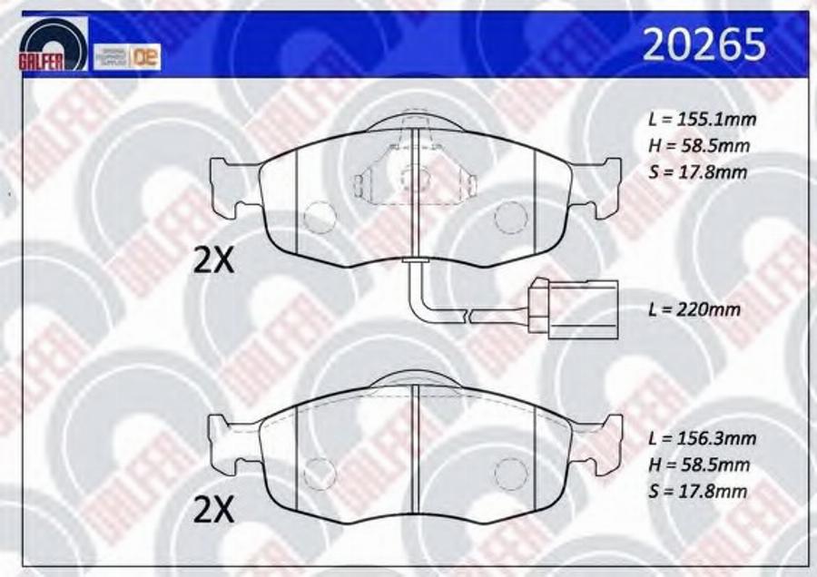 Galfer 20265 - Тормозные колодки, дисковые, комплект autosila-amz.com