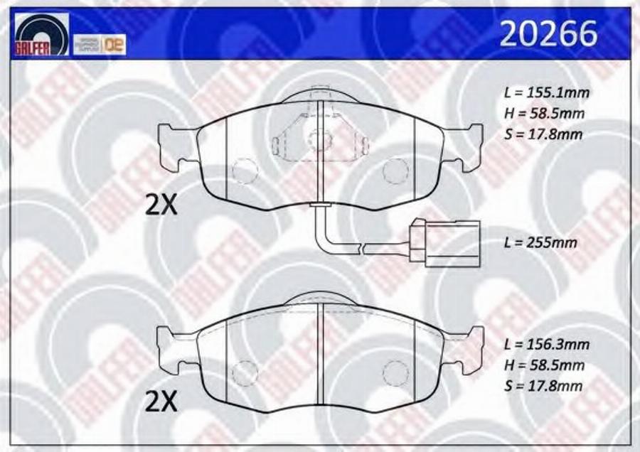 Galfer 20266 - Тормозные колодки, дисковые, комплект autosila-amz.com