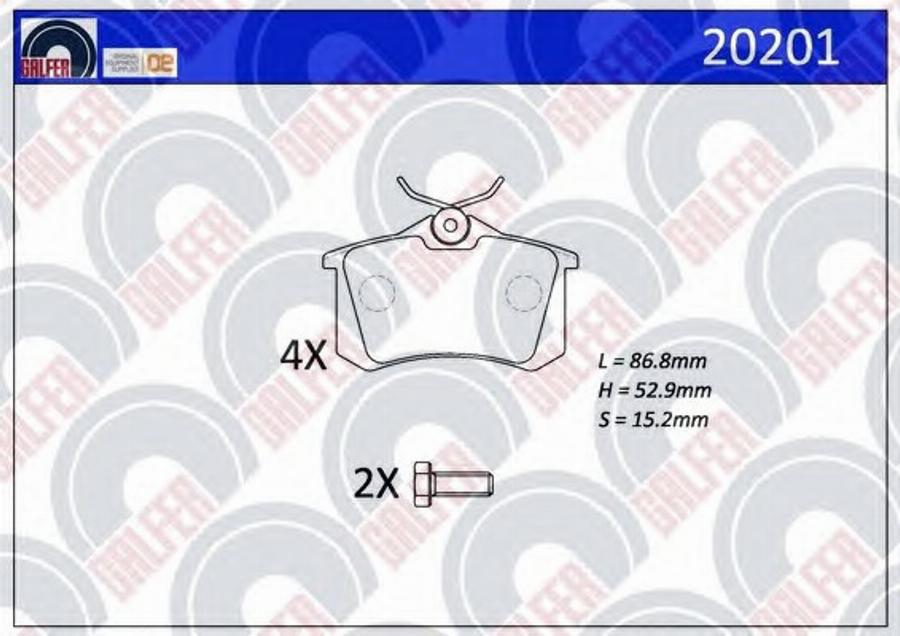 Galfer 20201 - Тормозные колодки, дисковые, комплект autosila-amz.com