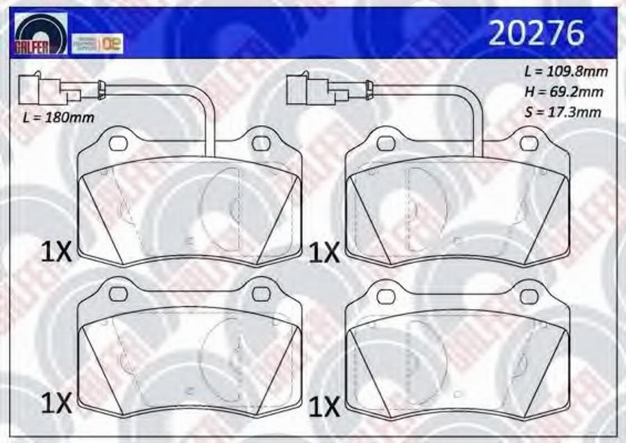 Galfer 20276 - Тормозные колодки, дисковые, комплект autosila-amz.com