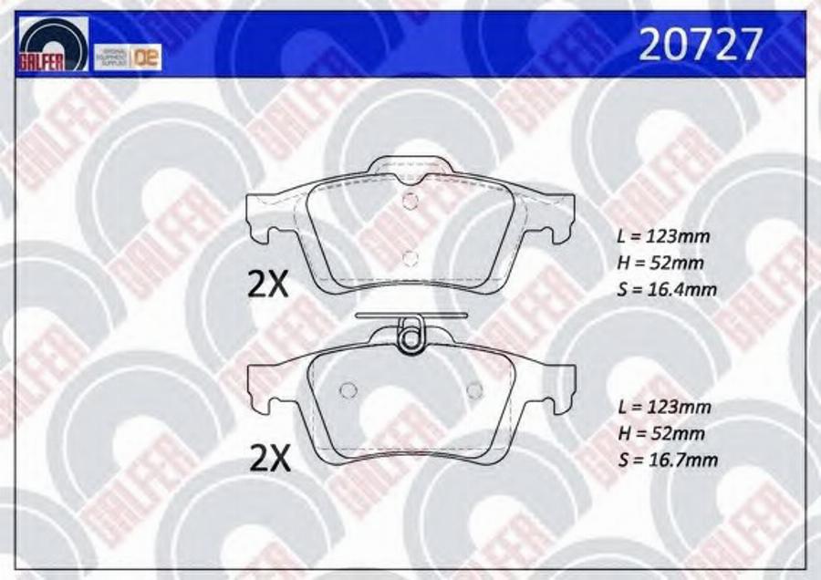 Galfer 20727 - Тормозные колодки, дисковые, комплект autosila-amz.com