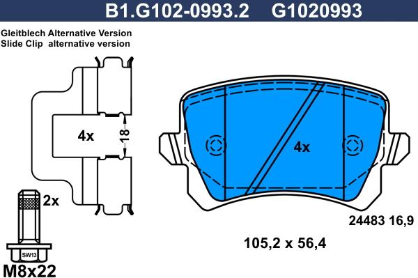 Galfer B1.G102-0993.2 - Тормозные колодки, дисковые, комплект autosila-amz.com