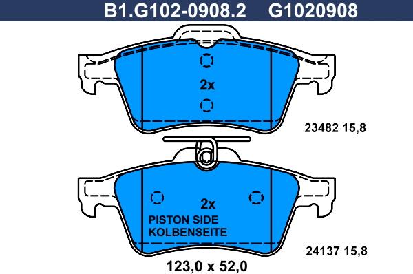 Galfer B1.G102-0908.2 - Тормозные колодки, дисковые, комплект autosila-amz.com