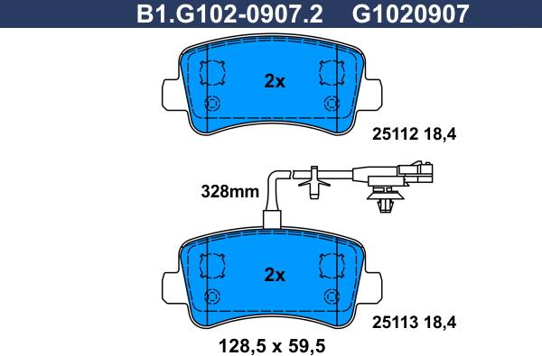 Galfer B1.G102-0907.2 - Тормозные колодки, дисковые, комплект autosila-amz.com