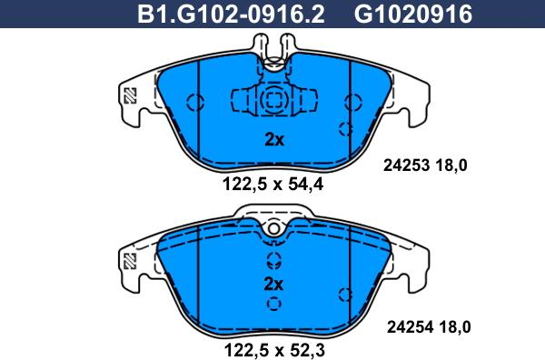 Galfer B1.G102-0916.2 - Тормозные колодки, дисковые, комплект autosila-amz.com