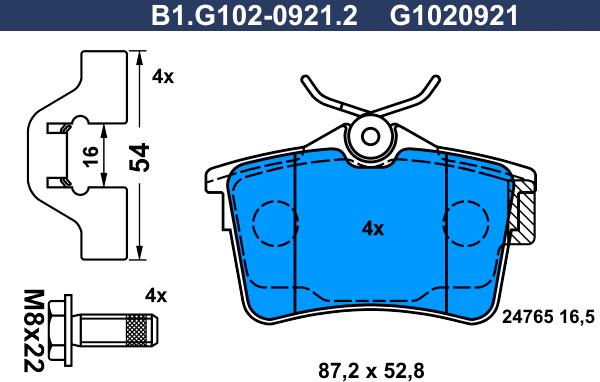 Galfer B1.G102-0921.2 - Тормозные колодки, дисковые, комплект autosila-amz.com