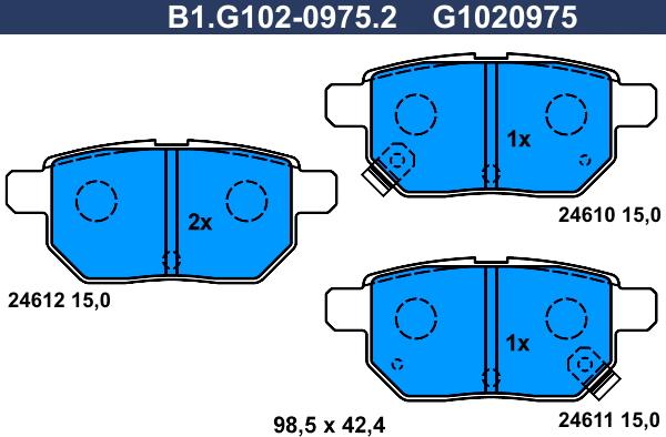 Galfer B1.G102-0975.2 - Тормозные колодки, дисковые, комплект autosila-amz.com