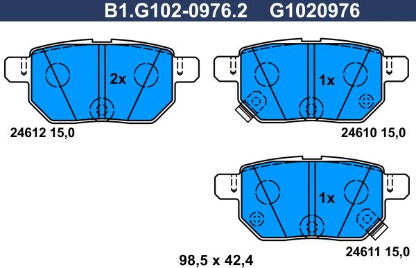 Galfer B1.G102-0976.2 - Тормозные колодки, дисковые, комплект autosila-amz.com
