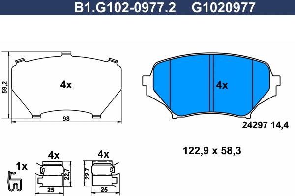 Galfer B1.G102-0977.2 - Тормозные колодки, дисковые, комплект autosila-amz.com