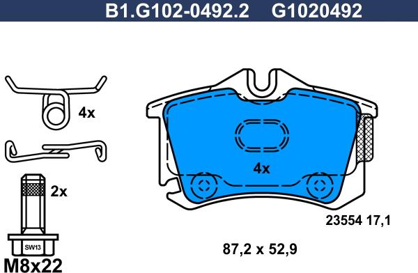 Galfer B1.G102-0492.2 - Тормозные колодки, дисковые, комплект autosila-amz.com