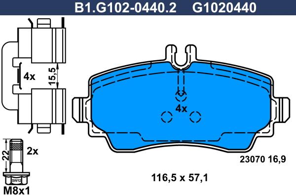 Galfer B1.G102-0440.2 - Тормозные колодки, дисковые, комплект autosila-amz.com