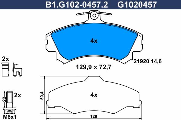 Galfer B1.G102-0457.2 - Тормозные колодки, дисковые, комплект autosila-amz.com