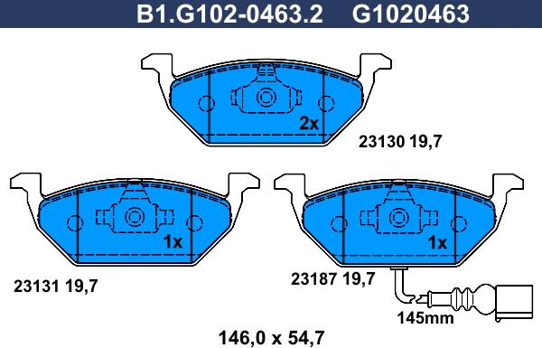 Galfer B1.G102-0463.2 - Тормозные колодки, дисковые, комплект autosila-amz.com