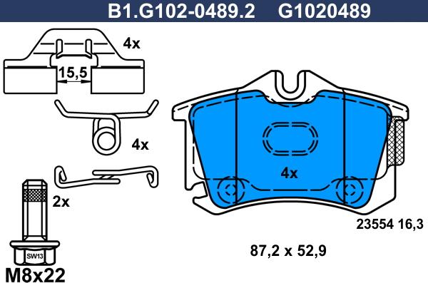 Galfer B1.G102-0489.2 - Тормозные колодки, дисковые, комплект autosila-amz.com