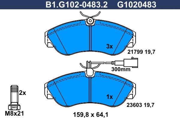 Galfer B1.G102-0483.2 - Тормозные колодки, дисковые, комплект autosila-amz.com