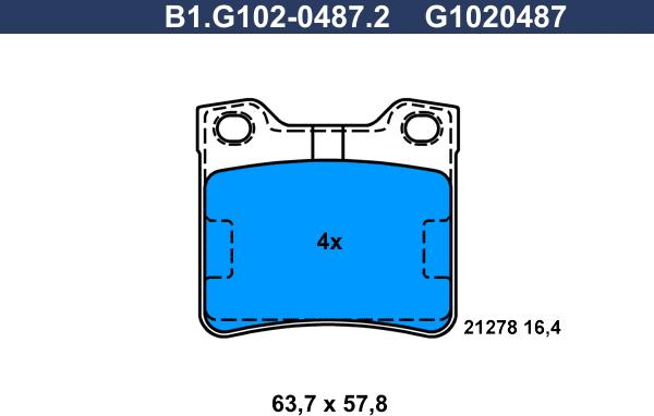 Galfer B1.G102-0487.2 - Тормозные колодки, дисковые, комплект autosila-amz.com