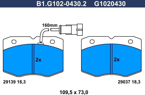 Galfer B1.G102-0430.2 - Тормозные колодки, дисковые, комплект autosila-amz.com