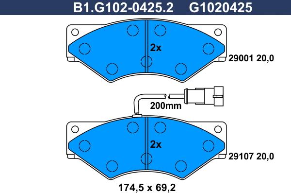 Galfer B1.G102-0425.2 - Тормозные колодки, дисковые, комплект autosila-amz.com