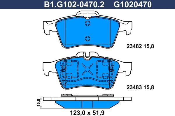 Galfer B1.G102-0470.2 - Тормозные колодки, дисковые, комплект autosila-amz.com