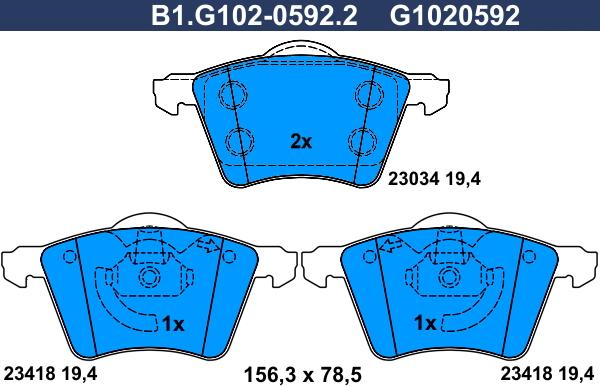 Galfer B1.G102-0592.2 - Тормозные колодки, дисковые, комплект autosila-amz.com