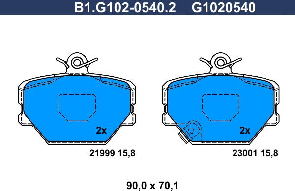 Galfer B1.G102-0540.2 - Тормозные колодки, дисковые, комплект autosila-amz.com