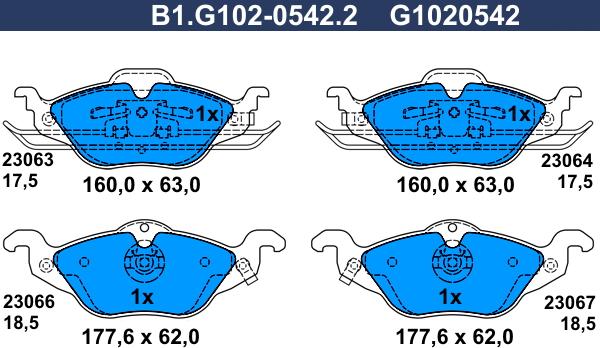 Galfer B1.G102-0542.2 - Тормозные колодки, дисковые, комплект autosila-amz.com