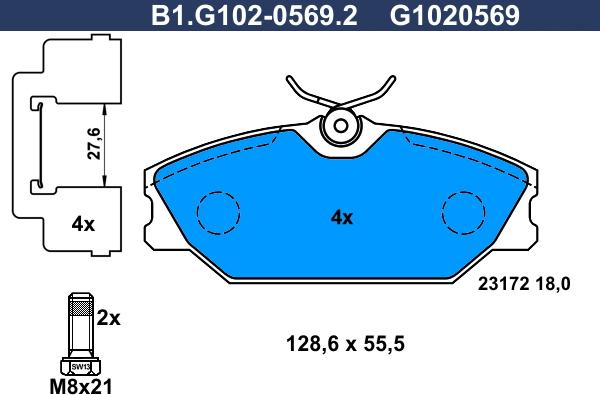 Galfer B1.G102-0569.2 - Тормозные колодки, дисковые, комплект autosila-amz.com