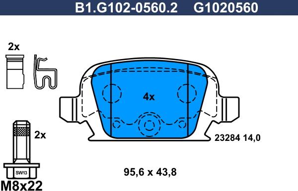 Galfer B1.G102-0560.2 - Тормозные колодки, дисковые, комплект autosila-amz.com