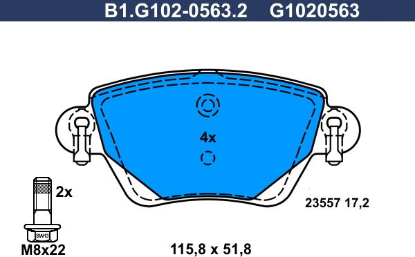 Galfer B1.G102-0563.2 - Тормозные колодки, дисковые, комплект autosila-amz.com