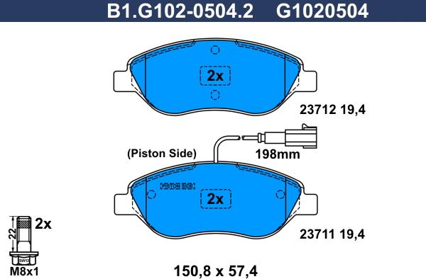 Galfer B1.G102-0504.2 - Тормозные колодки, дисковые, комплект autosila-amz.com