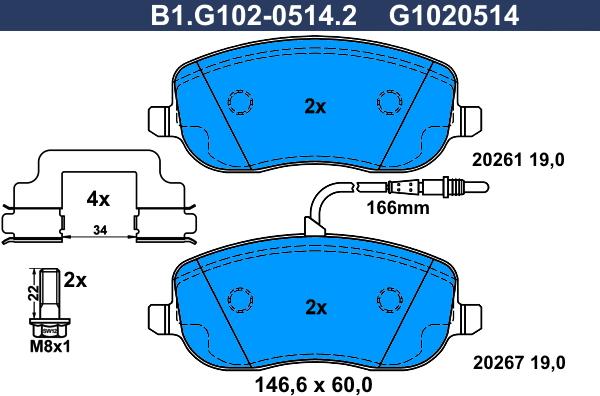 Galfer B1.G102-0514.2 - Тормозные колодки, дисковые, комплект autosila-amz.com