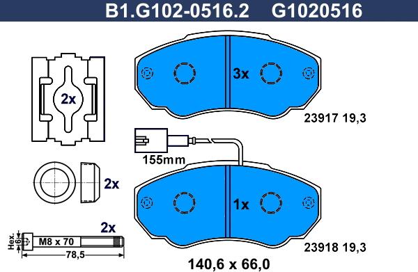 Galfer B1.G102-0516.2 - Колодки тормозные 94 передн. autosila-amz.com