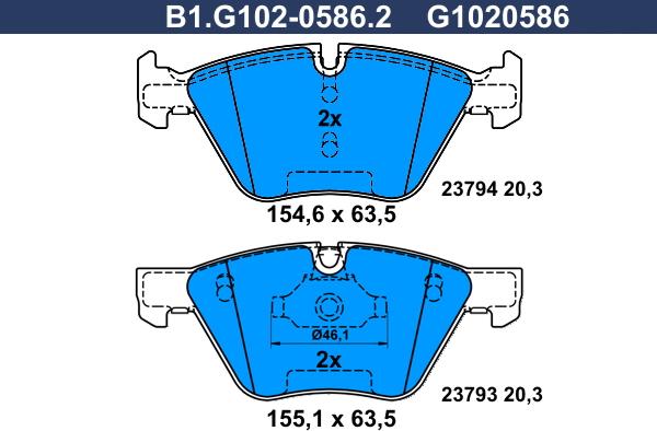 Galfer B1.G102-0586.2 - Тормозные колодки, дисковые, комплект autosila-amz.com