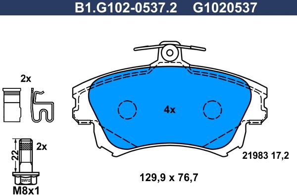 Galfer B1.G102-0537.2 - Тормозные колодки, дисковые, комплект autosila-amz.com