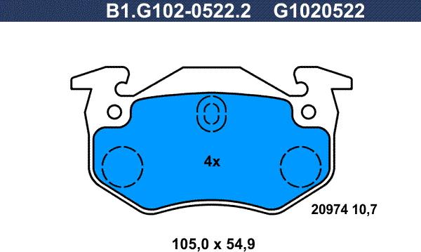 Galfer B1.G102-0522.2 - Тормозные колодки, дисковые, комплект autosila-amz.com