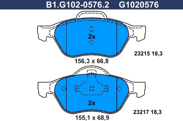 Galfer B1.G102-0576.2 - Тормозные колодки, дисковые, комплект autosila-amz.com