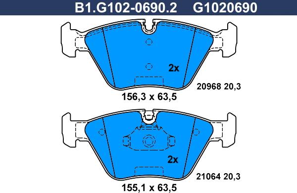 Galfer B1.G102-0690.2 - Тормозные колодки, дисковые, комплект autosila-amz.com