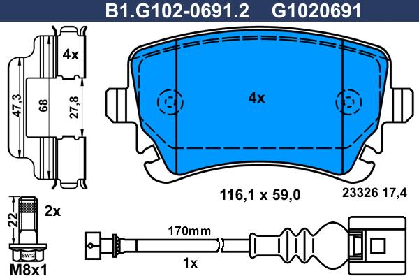 Galfer B1.G102-0691.2 - Тормозные колодки, дисковые, комплект autosila-amz.com