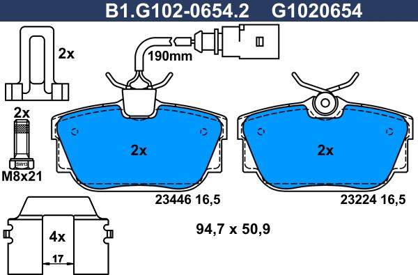 Galfer B1.G102-0654.2 - Тормозные колодки, дисковые, комплект autosila-amz.com