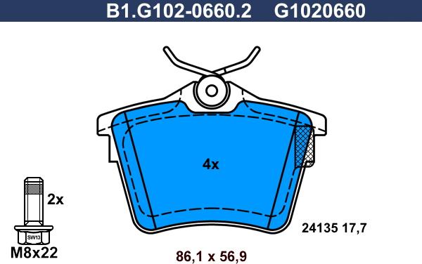 Galfer B1.G102-0660.2 - Тормозные колодки, дисковые, комплект autosila-amz.com