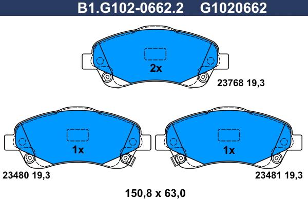 Galfer B1.G102-0662.2 - Тормозные колодки, дисковые, комплект autosila-amz.com