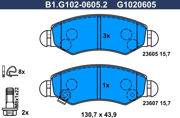 Galfer B1.G102-0605.2 - Тормозные колодки, дисковые, комплект autosila-amz.com