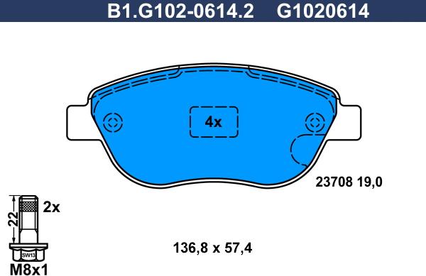 Galfer B1.G102-0614.2 - Тормозные колодки, дисковые, комплект autosila-amz.com