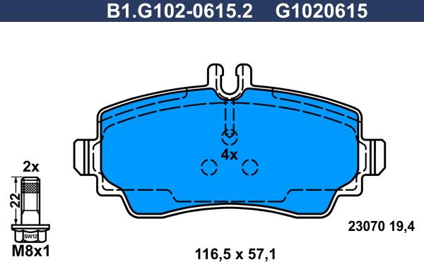 Galfer B1.G102-0615.2 - Тормозные колодки, дисковые, комплект autosila-amz.com