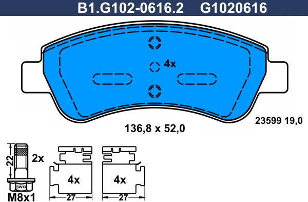 Galfer B1.G102-0616.2 - Тормозные колодки, дисковые, комплект autosila-amz.com