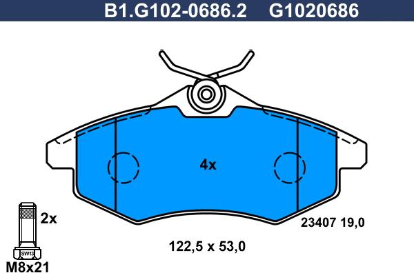 Galfer B1.G102-0686.2 - Тормозные колодки, дисковые, комплект autosila-amz.com