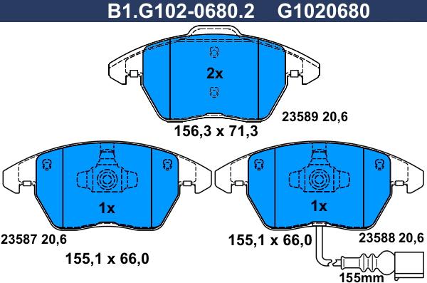 Galfer B1.G102-0680.2 - Тормозные колодки, дисковые, комплект autosila-amz.com